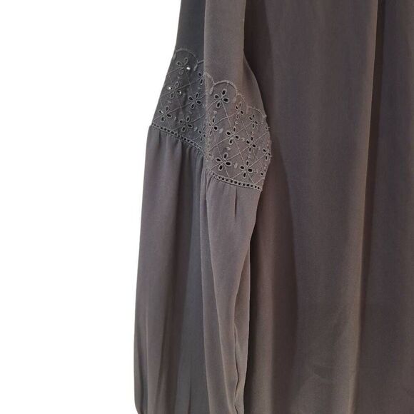 Loft Women's Gray Poly Long Sleeve Blouse - Picture 8 of 11